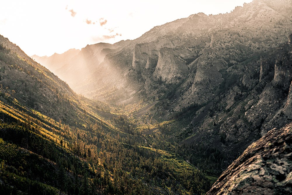 Blodgett Canyon at sunset, Rocky Mountains USA