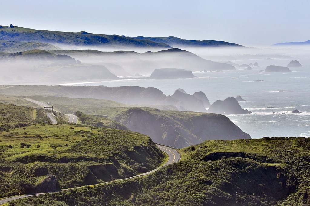 Bodega Bay coastline in Sonoma Coast from highway one.