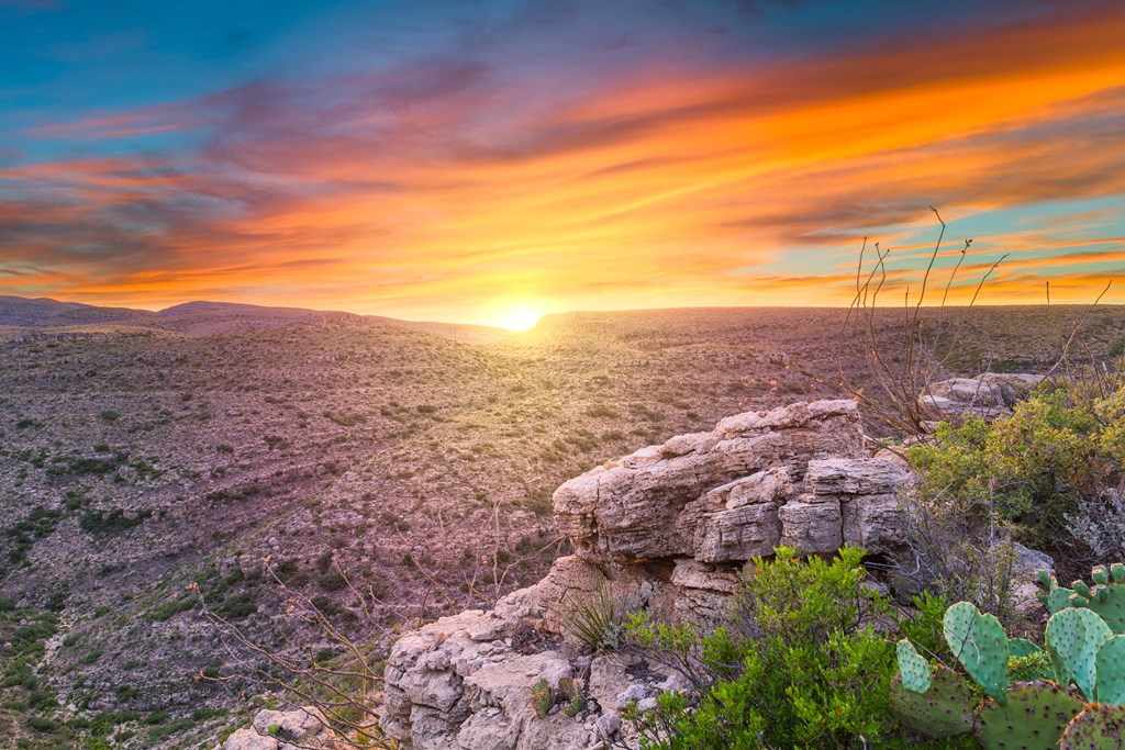 Carlsbad Cavern National Park, New Mexico, USA overlooking Rattlesnake Canyon just after sunset.