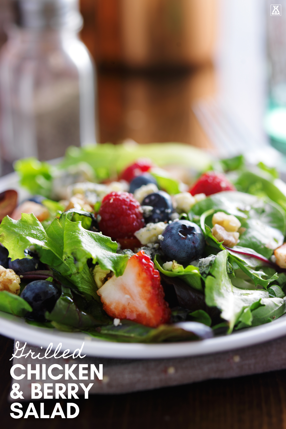 Looking for something healthy to make at your campsite? Try our yummy grilled chicken and berry salad complete with homemade dressing!