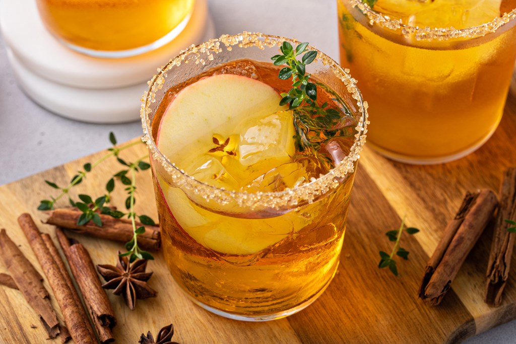 Hard apple cider cocktail with cinnamon and thyme.