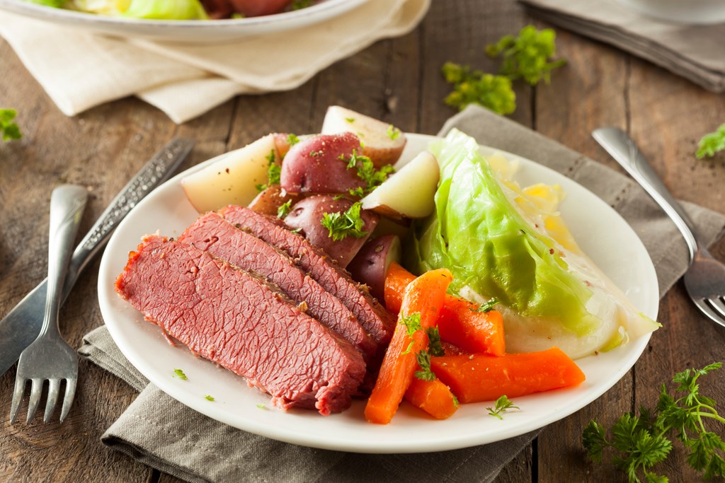 Homemade Corned Beef and Cabbage with Carrots and Potatoes