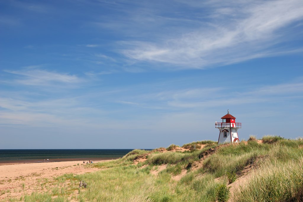 Lighthouse at Dalvay, in Cavendish National Park, on the north side of Prince Edward Island, Canada.