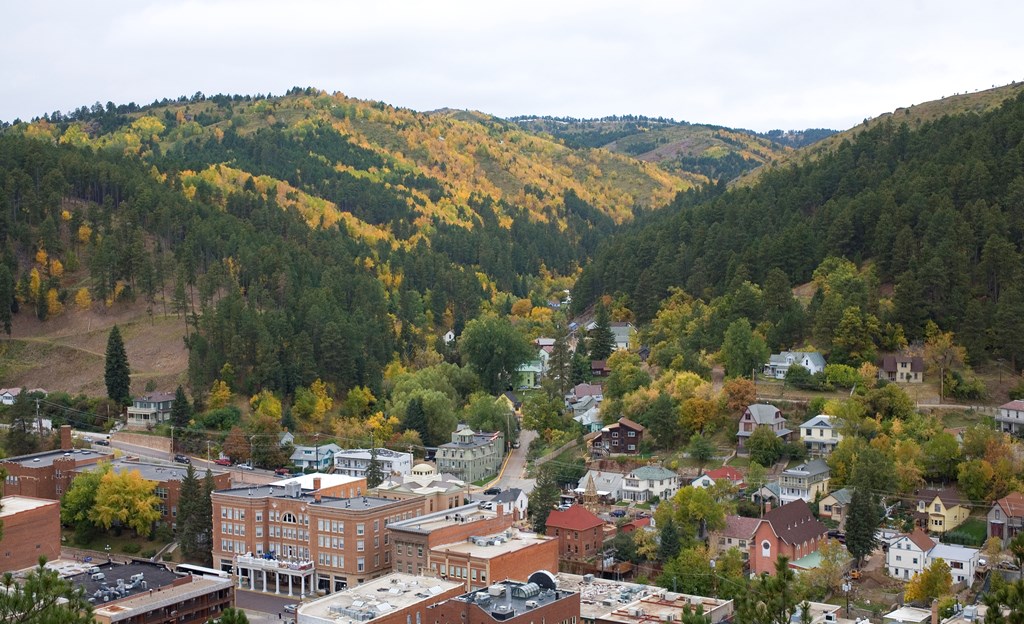 Deadwood South Dakota as seen from the city cemetery which sits on a hill outside of town.
