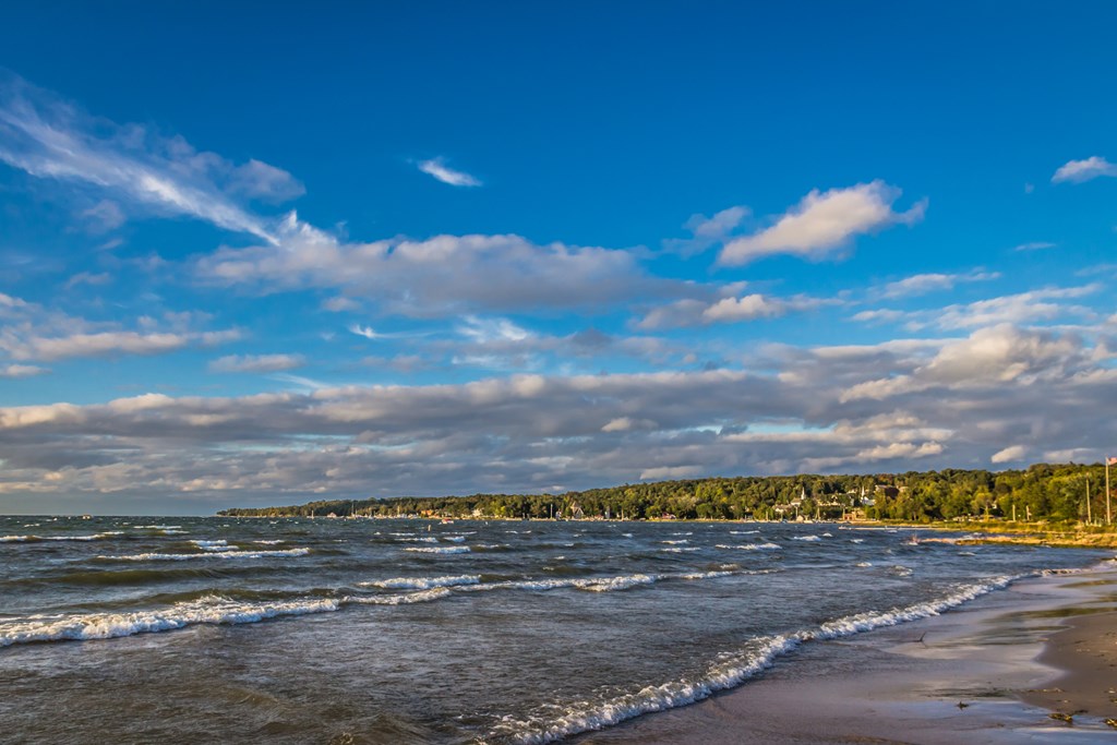 A view of Ephraim in Door County, WI as a storm approaches from the north.