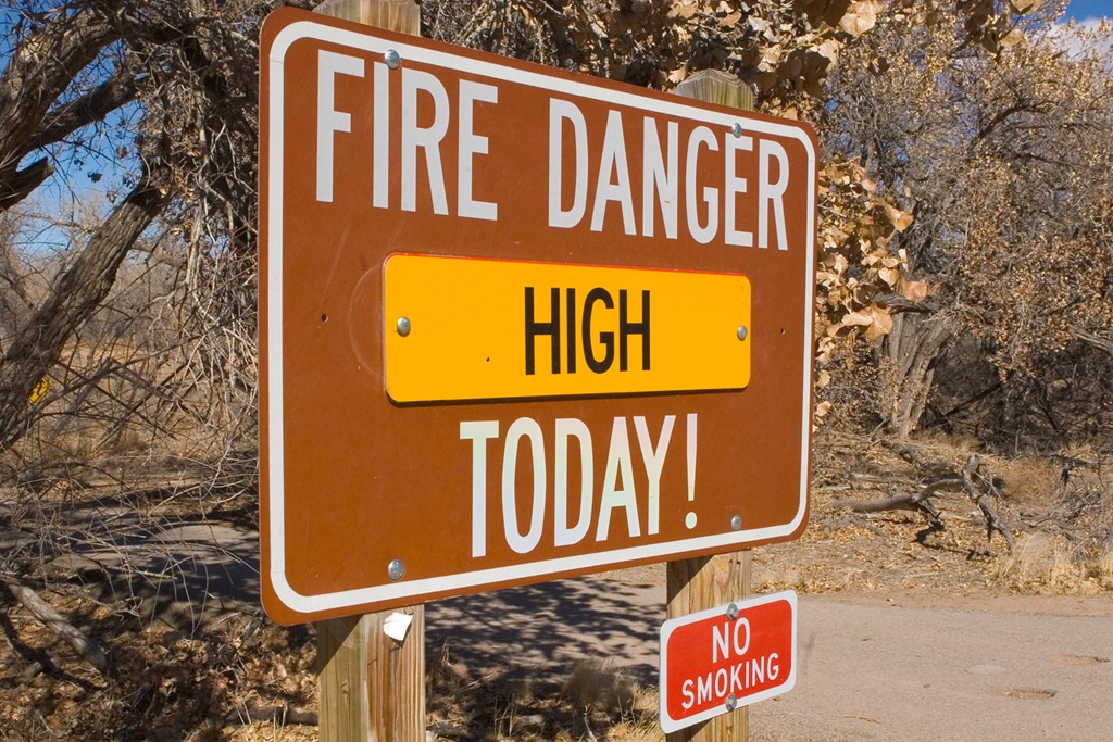 Fire danger high today; No smoking outdoors at a public park. 