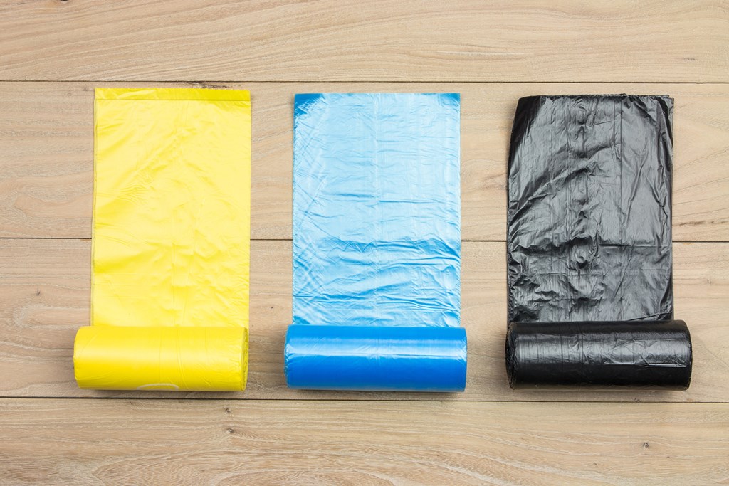 Colored garbage bag rolls