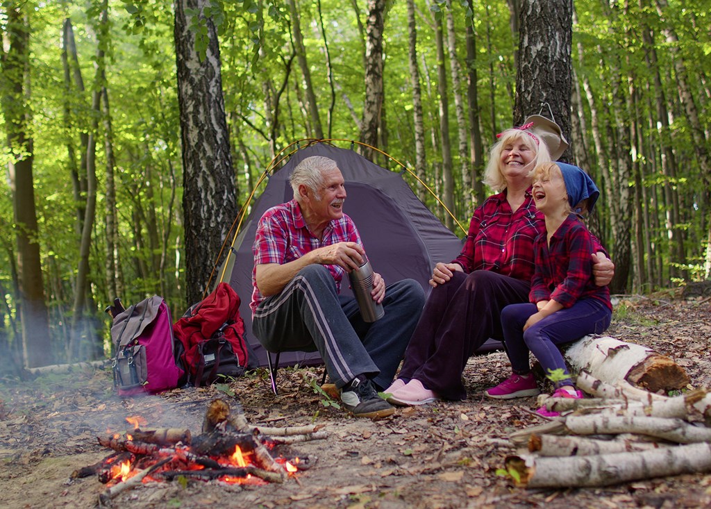 Multi-generational family camping.