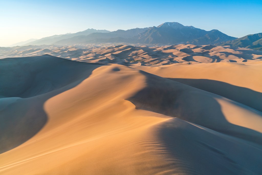 Great sand dune national park at sunset.