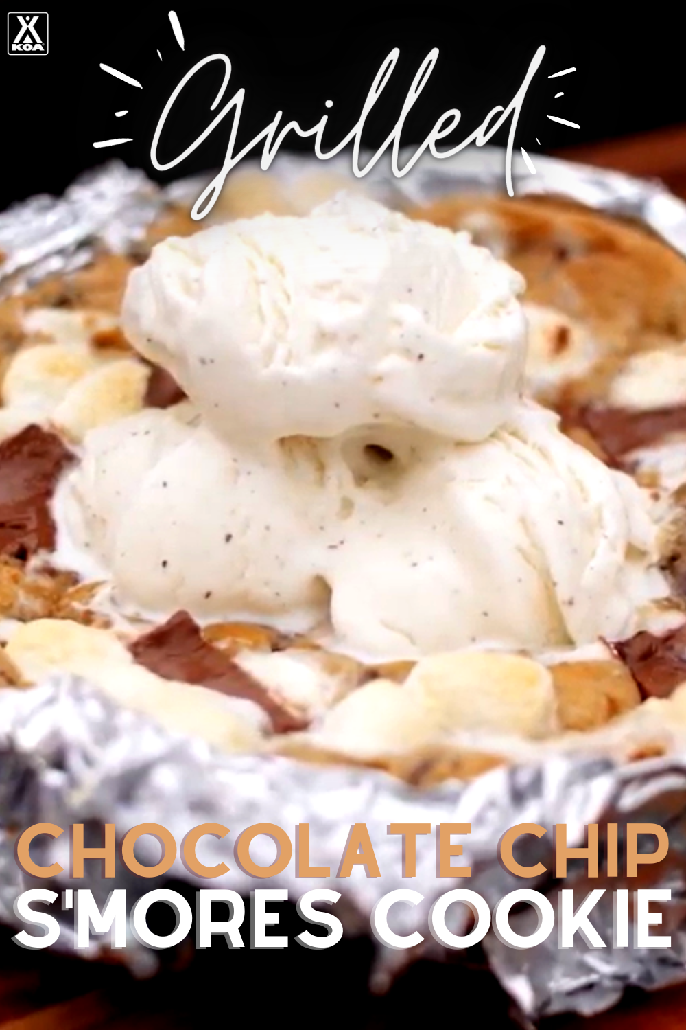 Make this twist on s'mores that sure to impress your camping friends. This grilled chocolate chip s'mores cookie is sure to become a favorite camping dessert.