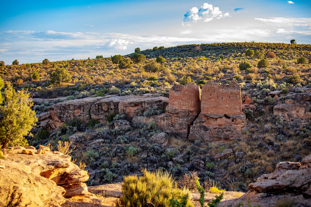 The Twin Towers is one structure among many that the Puebloan farming community built in Hovenweep National Monument, Utah