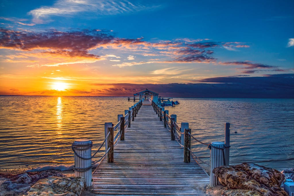 Fishing boat sunrise at the Cheeca Lodge Resort in Islamorada Florida Keys.