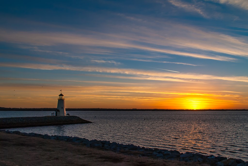 The Lake Hefner Lighthouse at Sunset