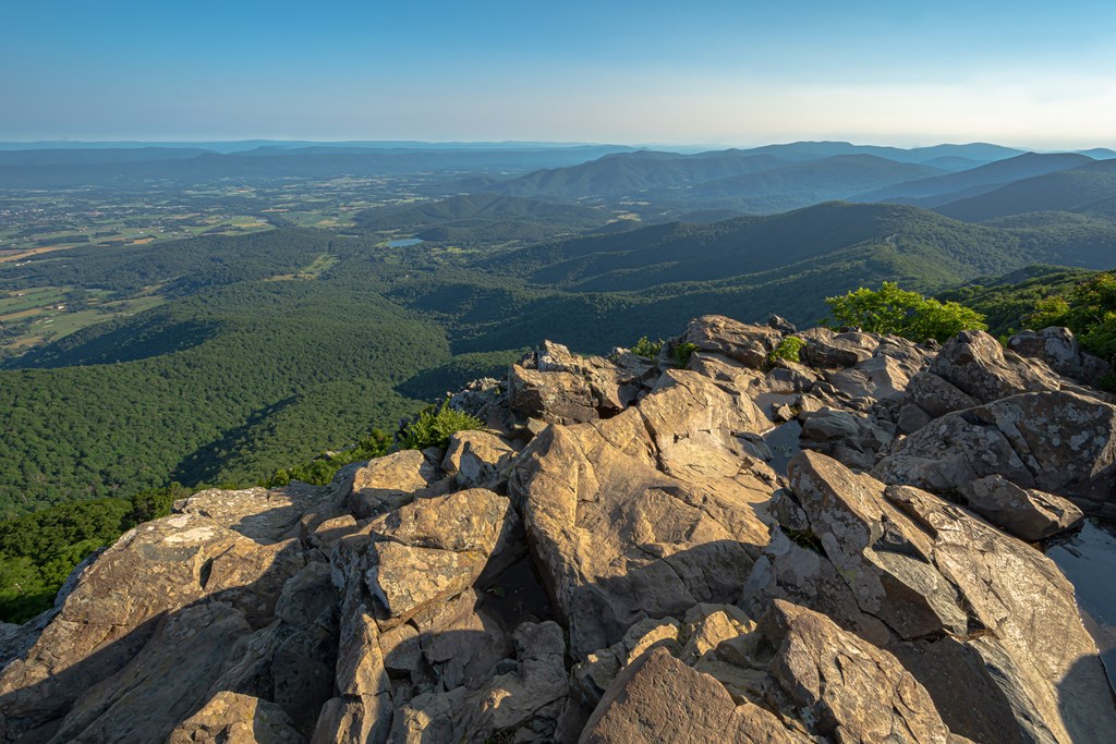Little Stony Man Cliffs, Shenandoah National Park. Rocky outcropping overlooking a wooded valley.