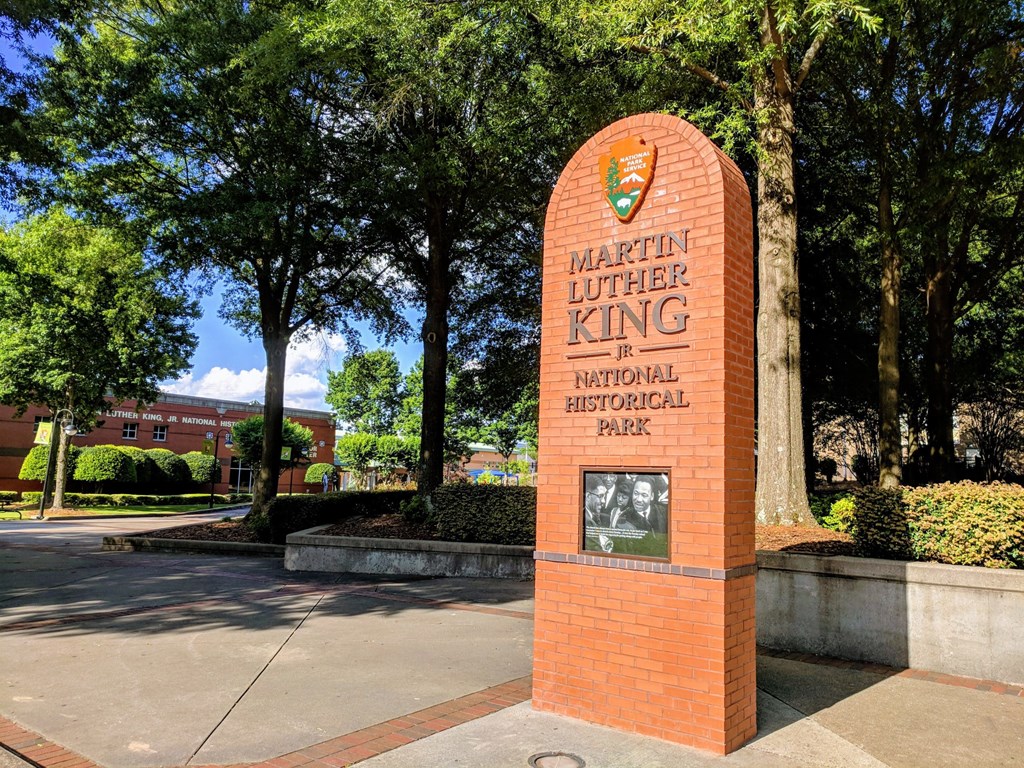 Entrance sign at Martin Luther King Jr. National Historic Park.