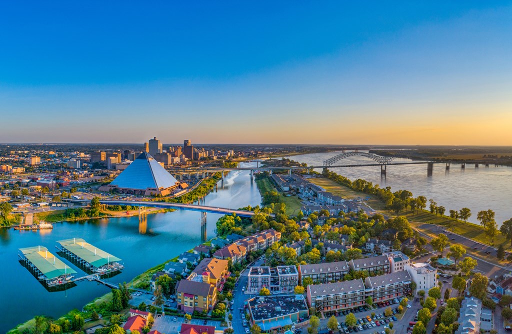 Memphis Tennessee TN Downtown Drone Skyline Aerial.