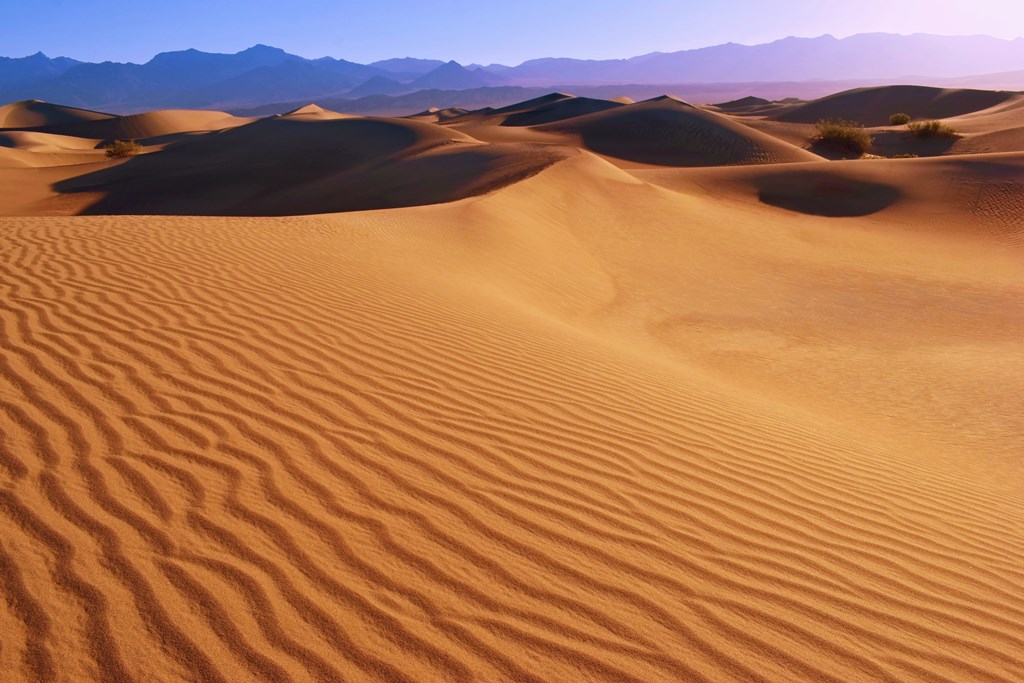 Mesquite Flat Sand dunes, desert landscape, Death Valley National Park.