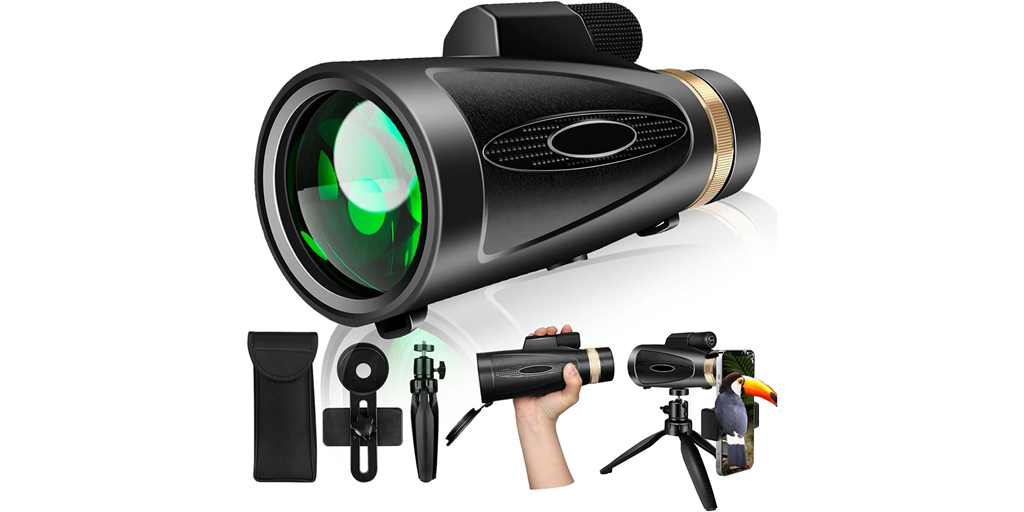 Monocular telescope on a white background.