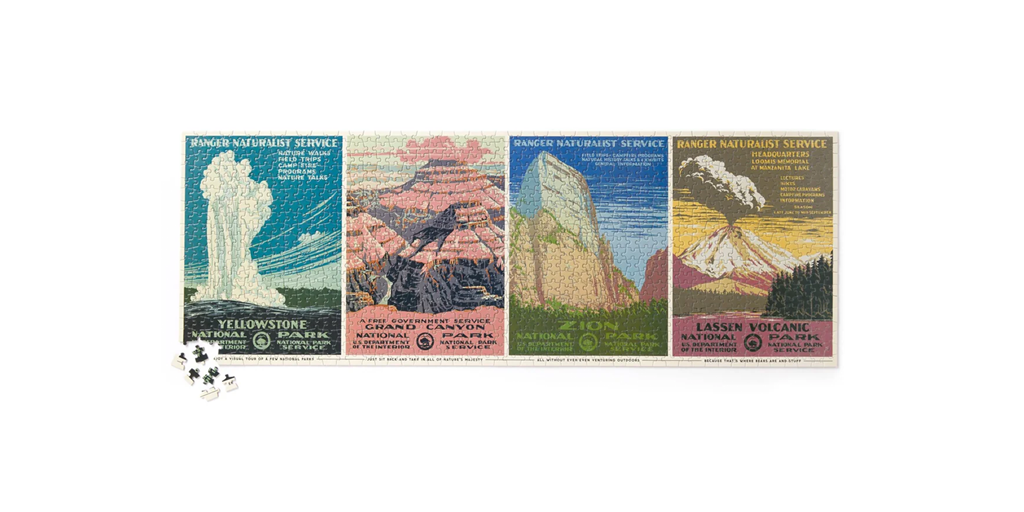 Puzzle made up of four national park posters.