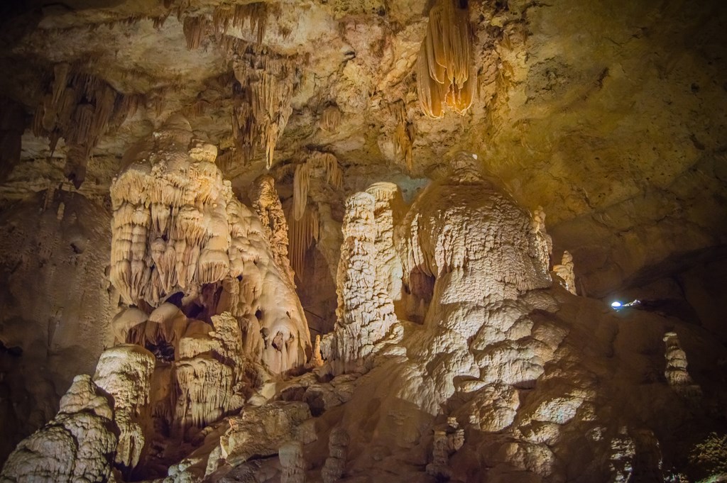The interior of a cave.