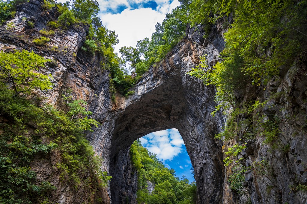 This is a view of the natural bridge in Natural Bridge State Park in Rockbridge county, Virginia. 