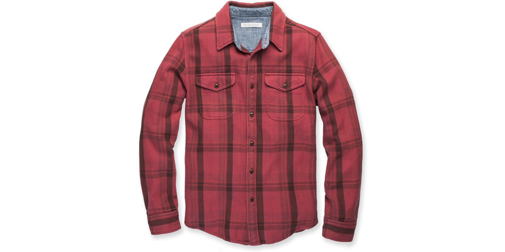 Red flannel shirt on a white background.