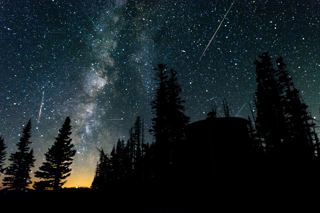 Perseid meteor shower and the Milky Way over Cedar Breaks National Monument, UT.