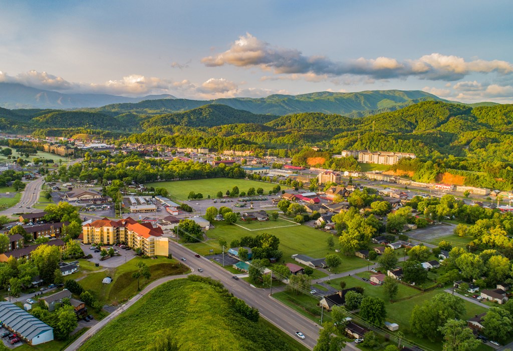 Pigeon Forge and Sevierville Tennessee Drone Aerial.