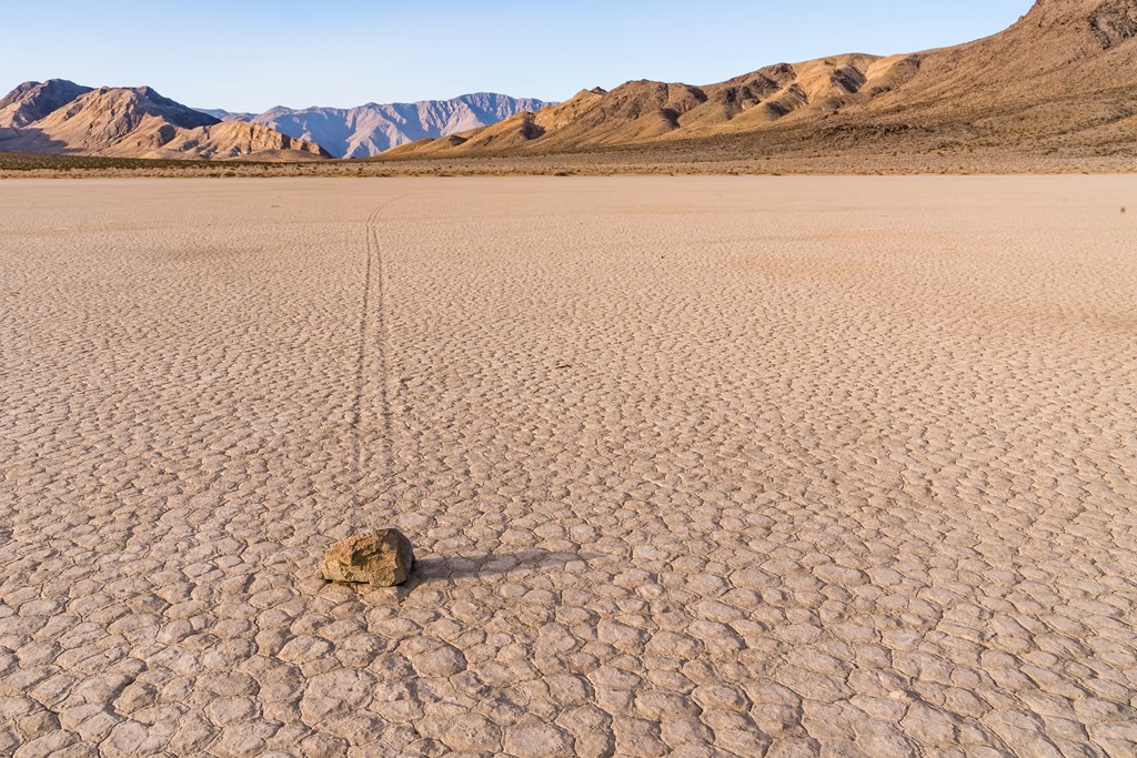 Sailing stones on the Racetrack Playa located in Death Valley National Park.