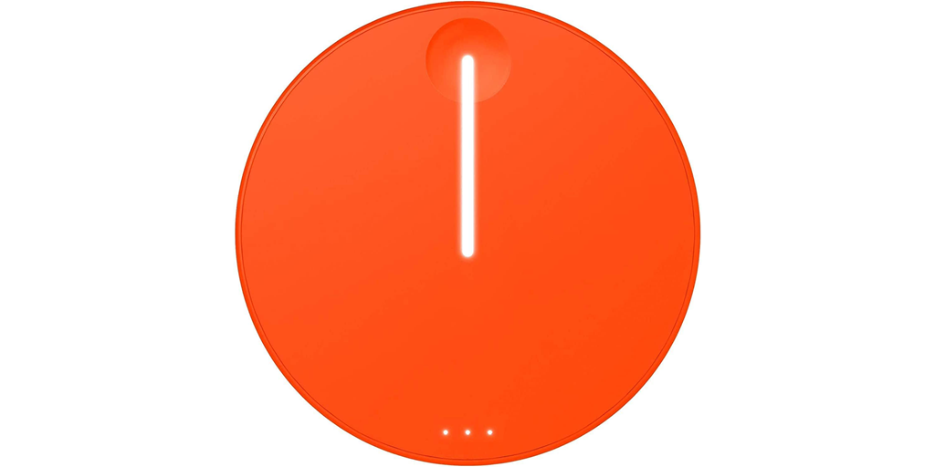 Circular orange hotspot on a white background.