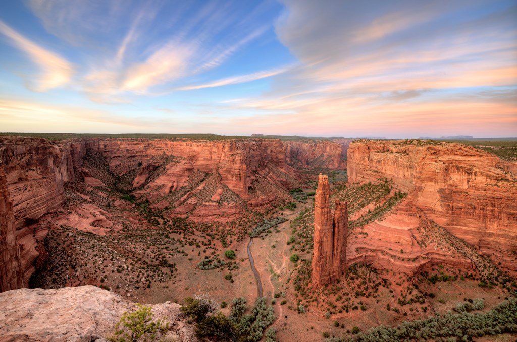 Spider rock at sunset, Canyon de Chelly national monument, Arizona.