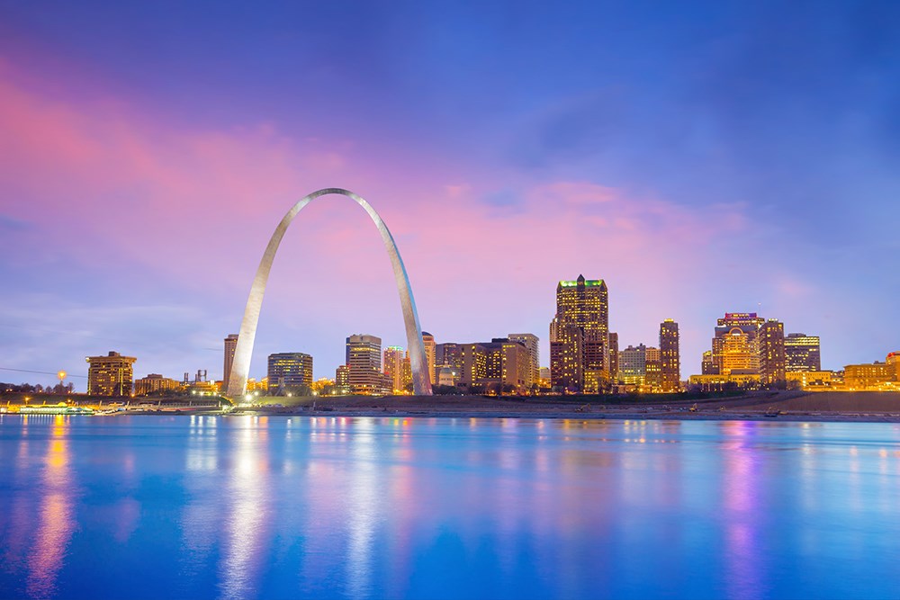 St. louis downtown at twilight in USA