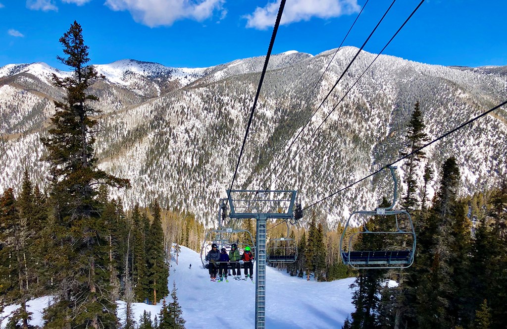 Enjoying skiing at Taos Ski Valley, New Mexico in the sunshine