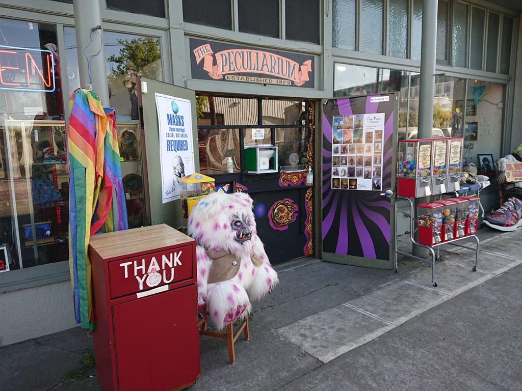 An outside street-view of the Peculiarium in Portland, Oregon.
