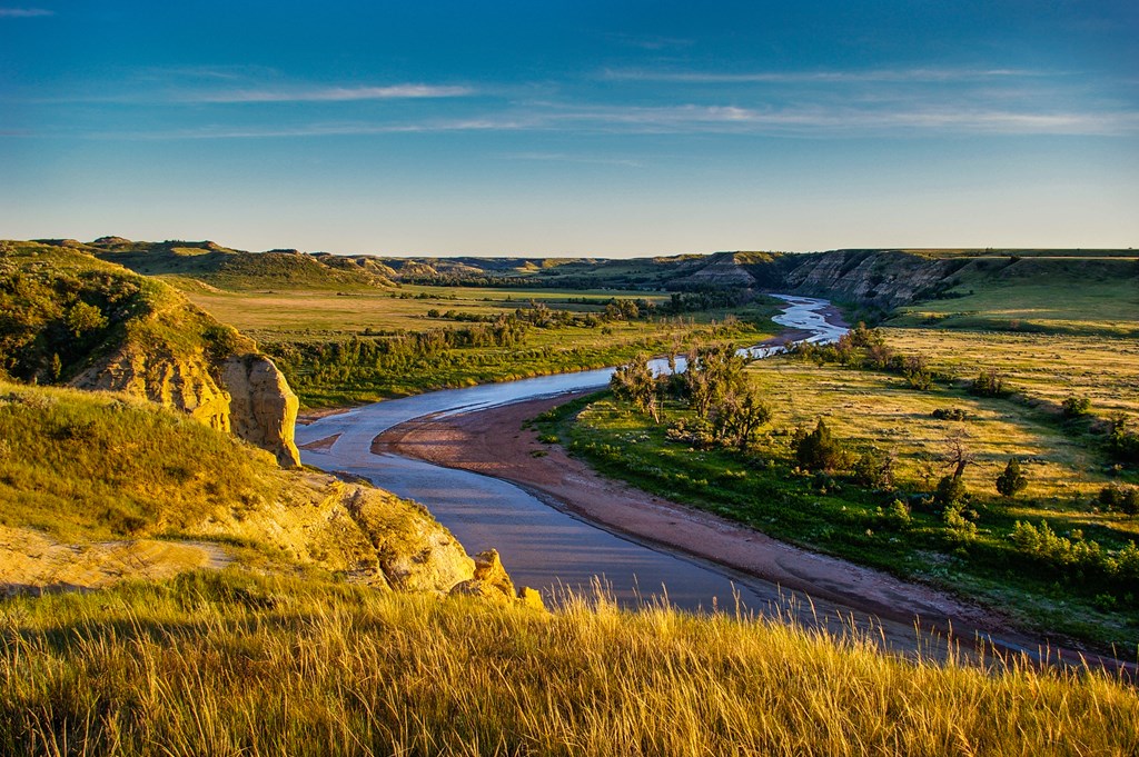 Sunset over the badlands of Theodore Roosevelt National Park.