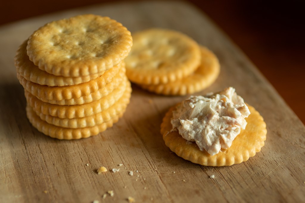 Crispy Crackers with Tuna Spread.