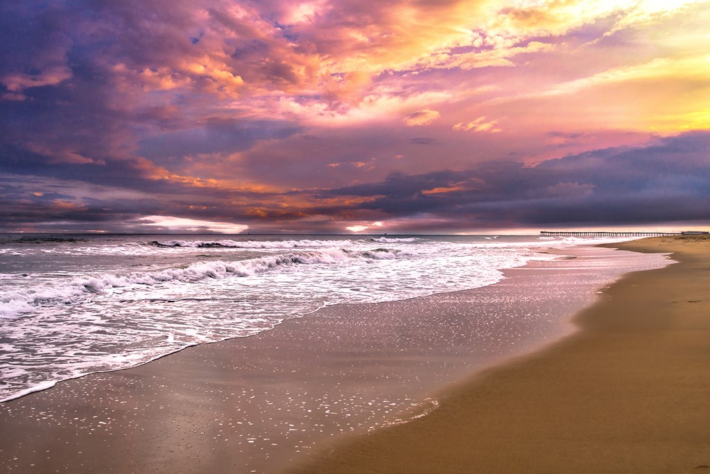 Beautiful sunset over the Atlantic ocean. Virginia Beach, Va.