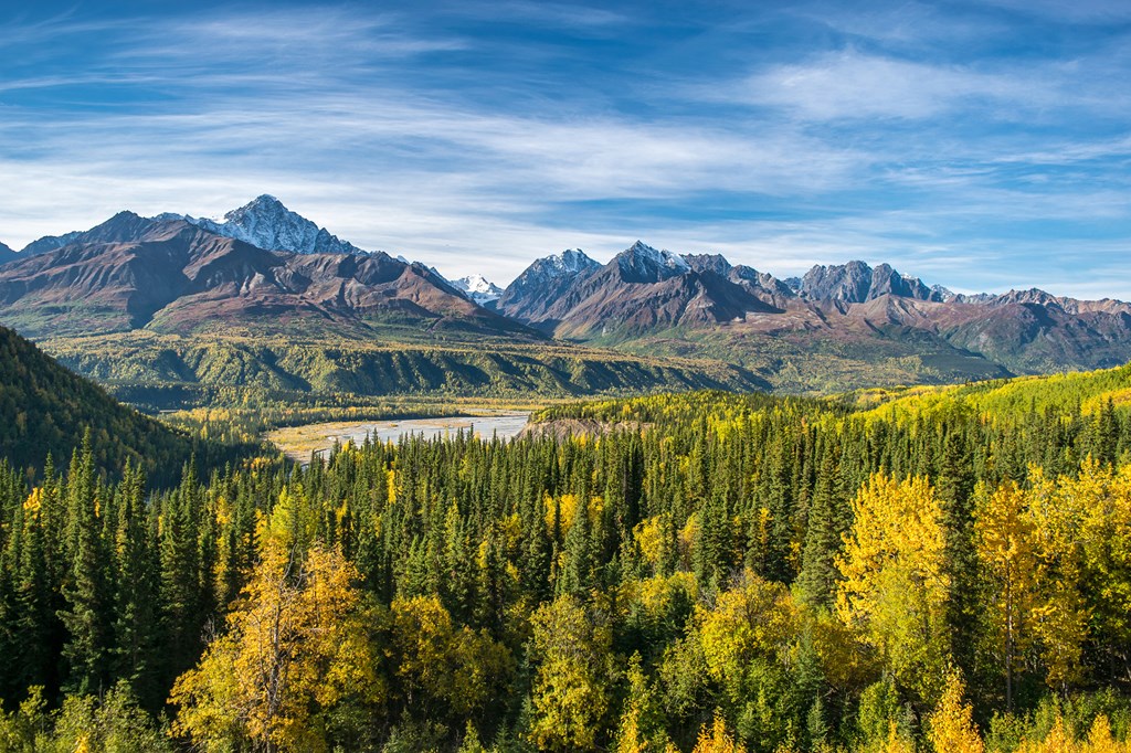 View of autumn Wrangell st. elias national park, Alaska, USA