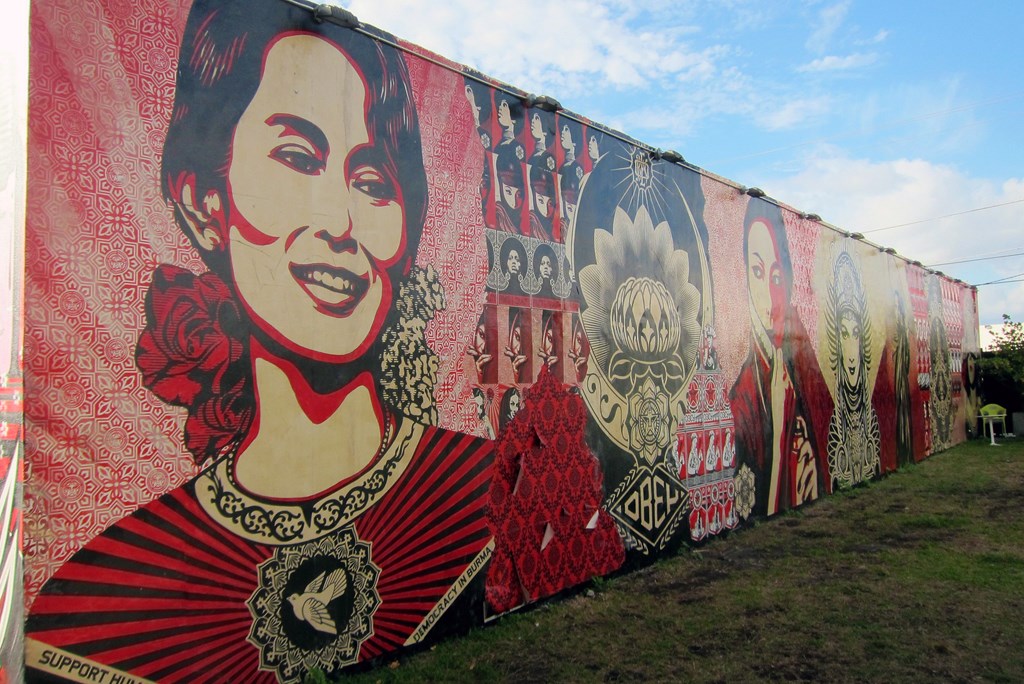 A mural featuring female historical figures in Wynwood in Miami.