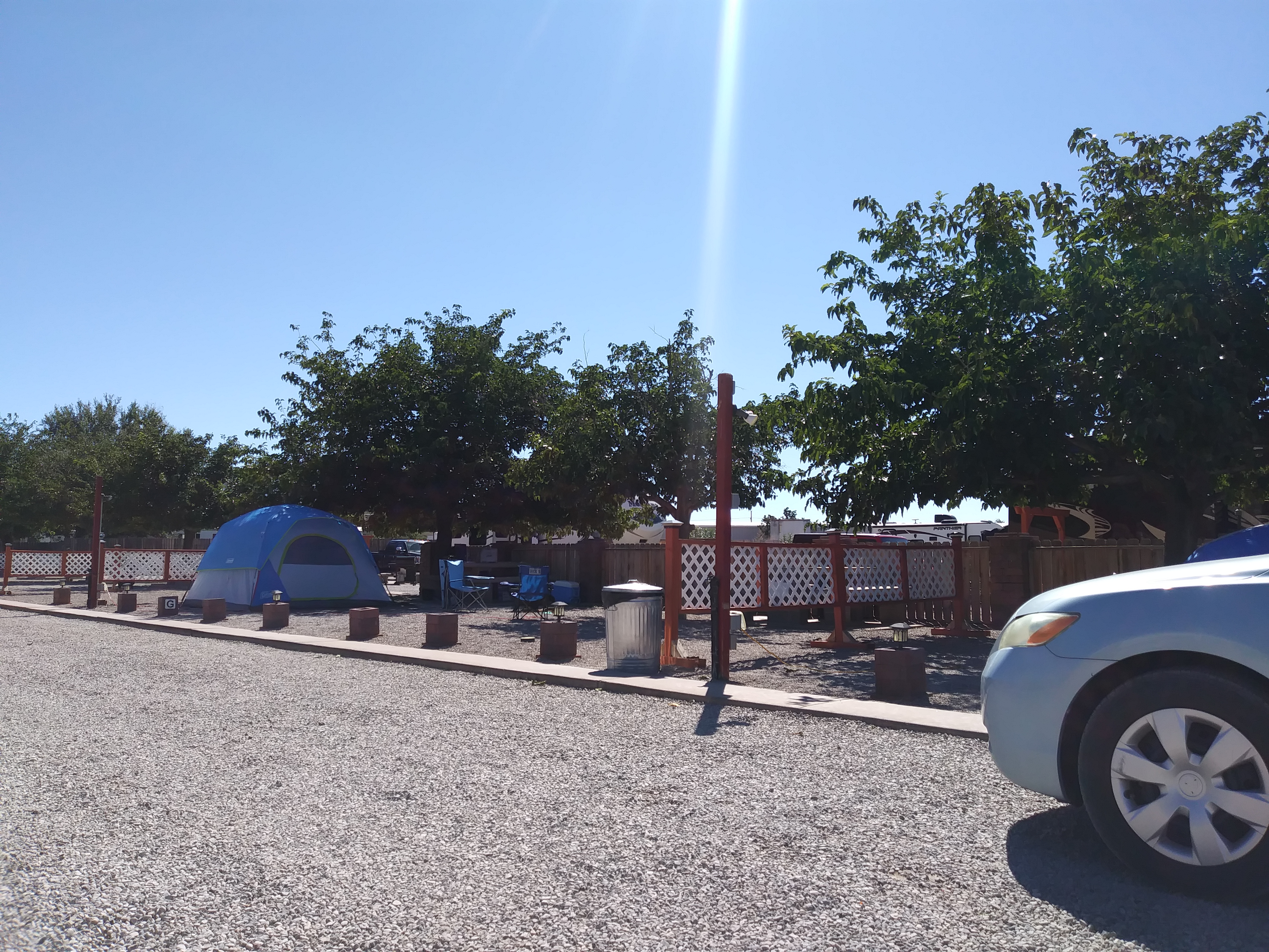 Tent site has 20amp, water and a firepit