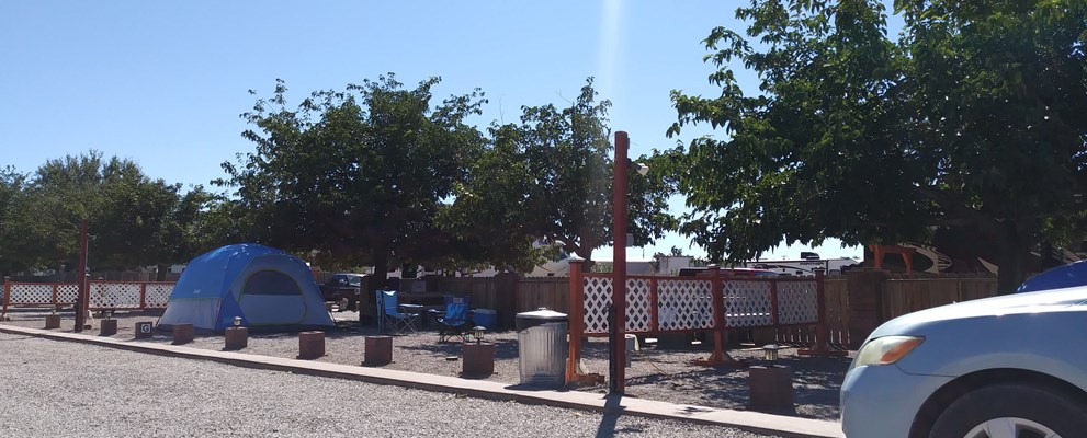 Tent site has 20amp, water and a firepit