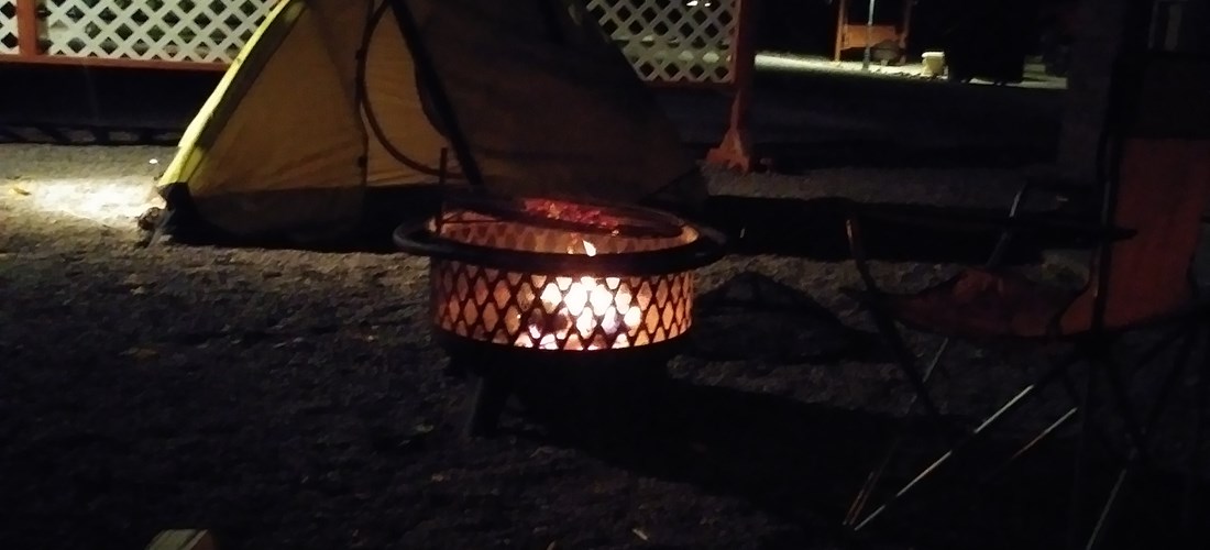 Tent site has 20amp, water and a firepit