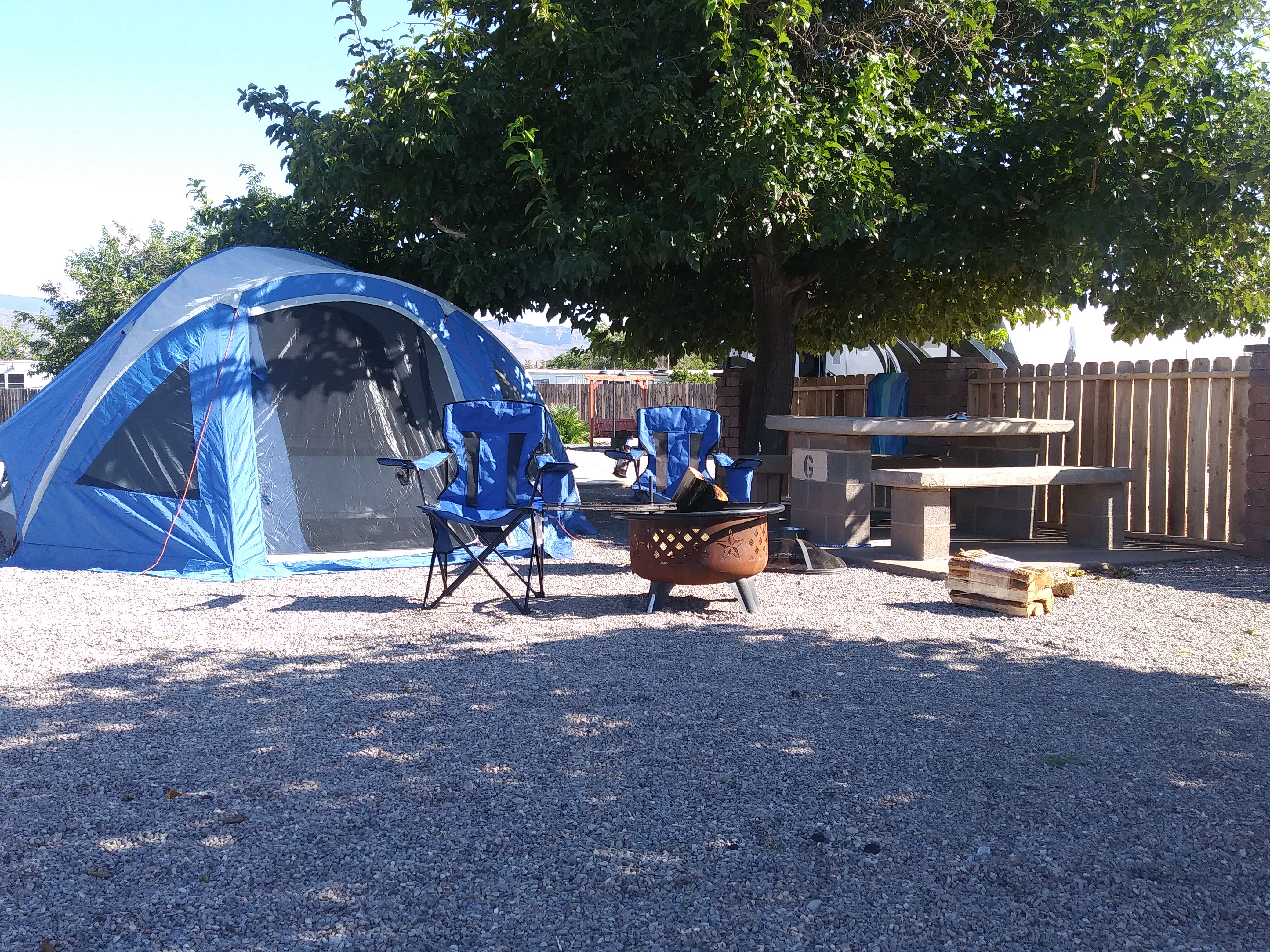 Tent sites have electric, water and a fire pit.