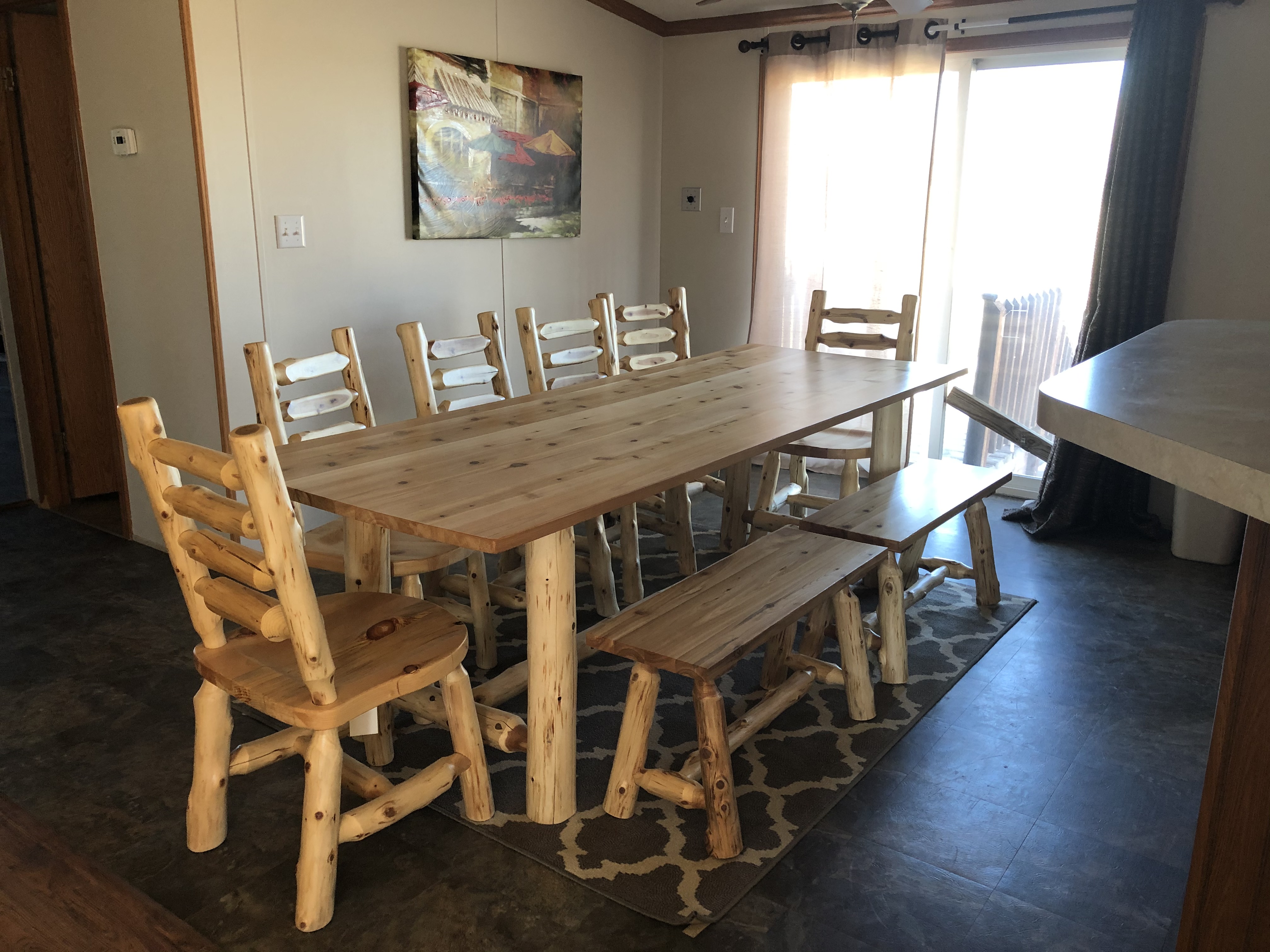 Great big dining table.  Sits 10 comfortably.