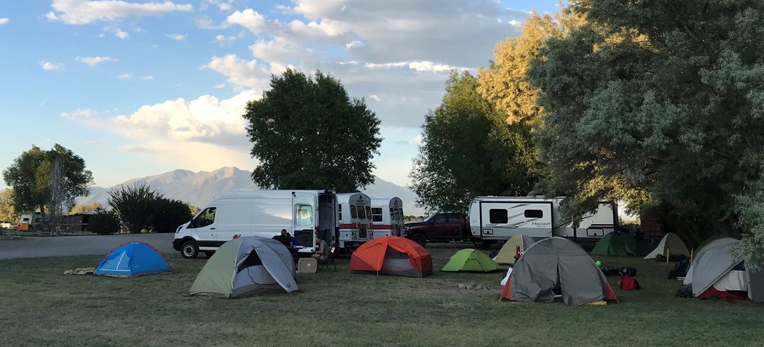 Front tent sites have a view of Mt Blanca.