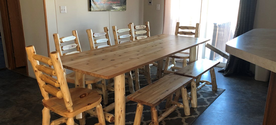 Great big dining table.  Sits 10 comfortably.