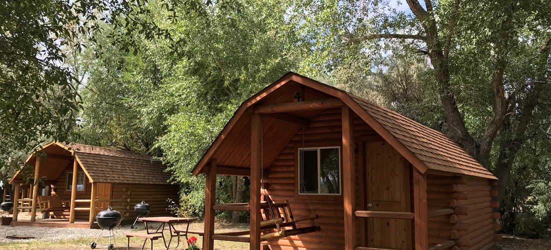 All cabins have a front porch with a swing.