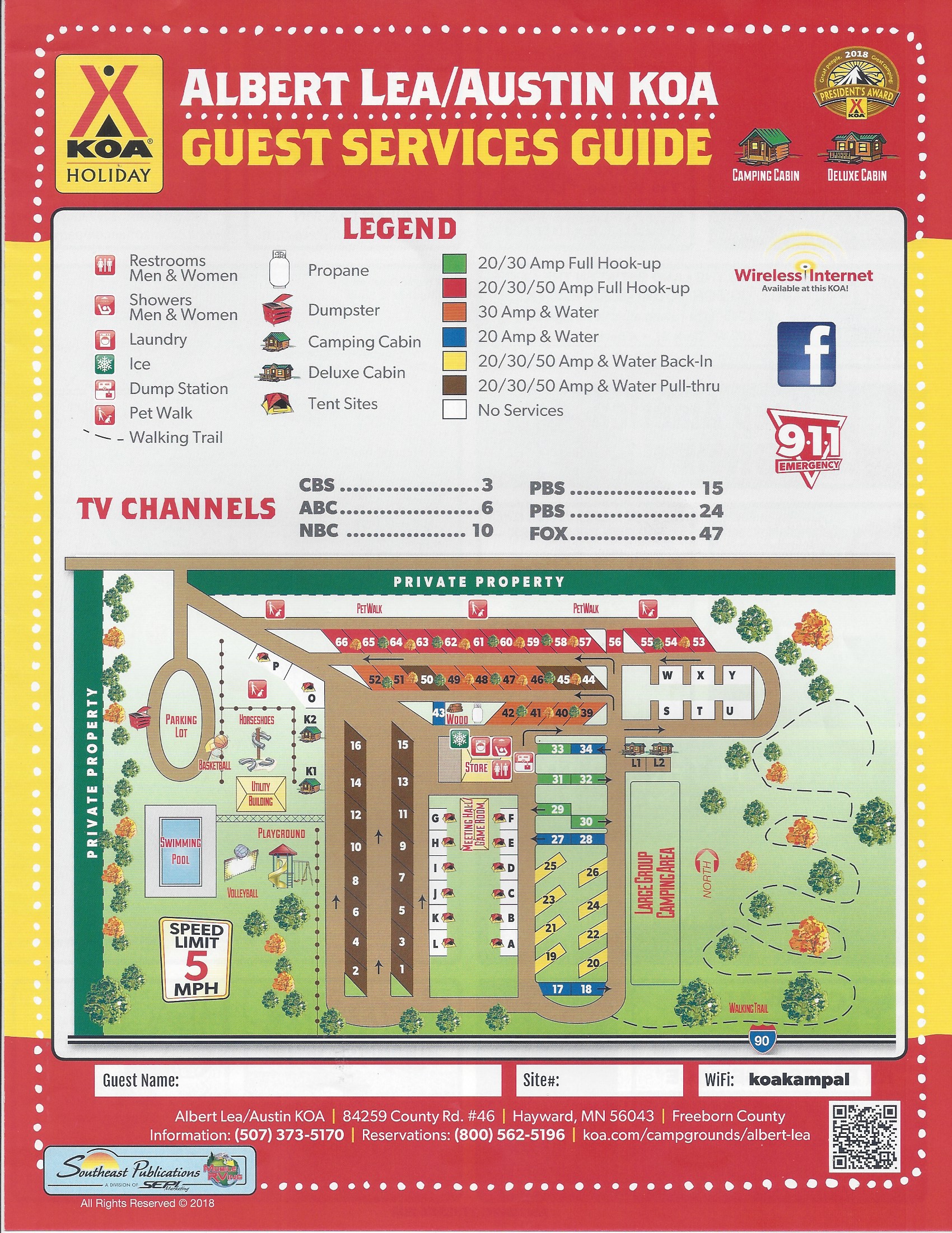 Hayward, Minnesota Campground Map Albert Lea / Austin KOA