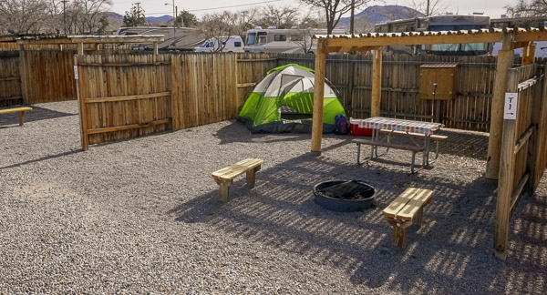 Individual Tent Site, Water & Electric, Gravel Tent Pad with private