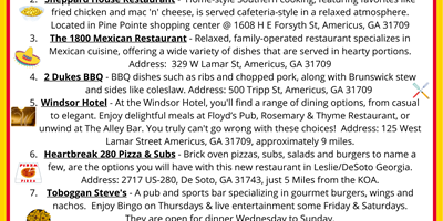 Bob's Favorite Dining Choices